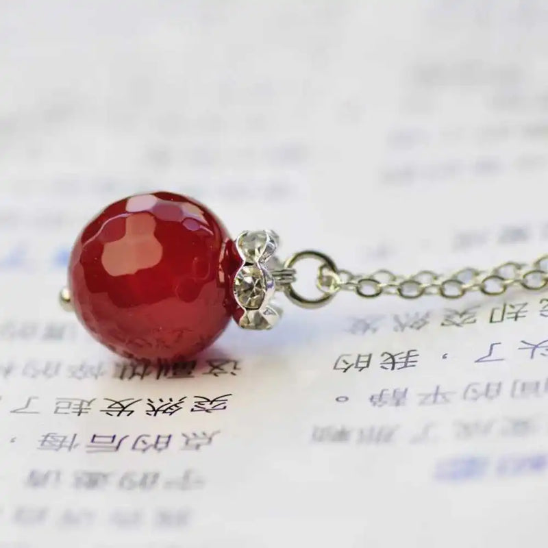 12MM Natural Red Agate Bead Pendant Necklace Healing Diy Classic Cuff