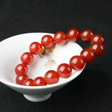 12MM Natural Red Jade Jadeite Round Gemstone Beads Bracelet