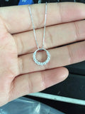 925 Silver Crystals CZ Set Circle Pendant Necklace for Lady