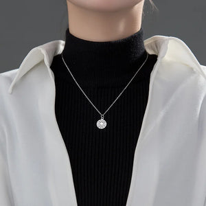 925 Silver Smile Sun Coin Pendant Necklace Clavicle Jewelry