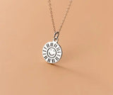 925 Silver Smile Sun Coin Pendant Necklace Clavicle Jewelry