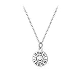 925 Silver Smile Sun Coin Pendant Necklace Clavicle Jewelry