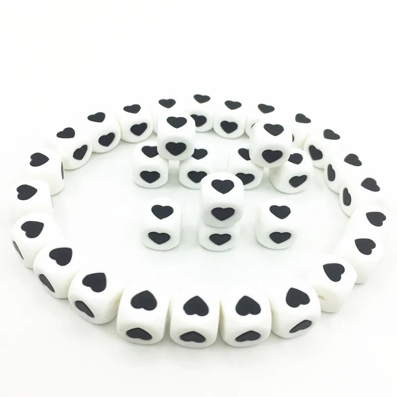 12MM Silicone Letter Cube Beads Baby Teething