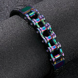 12MM Stainless Steel Motorcycle Chain Wrap Bracelet Men's Leather Bangle