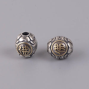 12MM Thai Silver Matte Buddha Bucket Beads For Men's Bracelet
