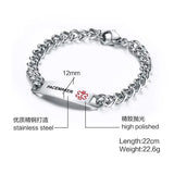 12MM Type 1 Diabetes Stainless Steel Medical Logo Bracelet