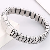 12MM Wide Stainless Steel Bracelet for Men with Cowhide Hand Chain