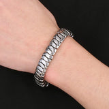 12MM Wide Stainless Steel Bracelet for Men with Cowhide Hand Chain