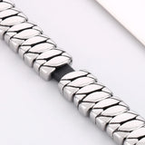 12MM Wide Stainless Steel Bracelet for Men with Cowhide Hand Chain