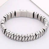 12MM Wide Stainless Steel Bracelet for Men with Cowhide Hand Chain