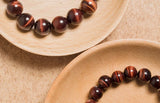 Vintage Red Tiger Eye Stone Elastic Bracelet Punk Style