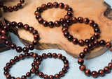 Vintage Red Tiger Eye Stone Elastic Bracelet Punk Style