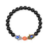 12PC Silver Palm Evil Eye Bracelet Tiger Eye Stone Charm Bracelet for Women