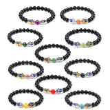 12PC Silver Palm Evil Eye Bracelet Tiger Eye Stone Charm Bracelet for Women