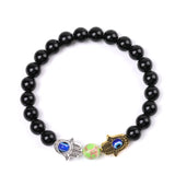 12PC Silver Palm Evil Eye Bracelet Tiger Eye Stone Charm Bracelet for Women
