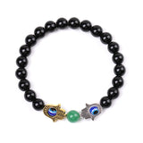 12PC Silver Palm Evil Eye Bracelet Tiger Eye Stone Charm Bracelet for Women