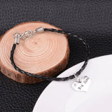 Big Sister Bangles Crystal Heart Pendant Leather Chain Bracelets