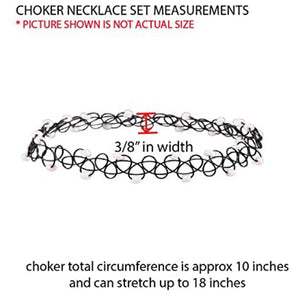 12PC Gothic Necklace Set Henna Tattoo Stretch Elastic Jewelry Women Girl Gift