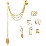 12PC Creative Leaves Clip Earrings for Women Men No Piercing Ear Cuff Set