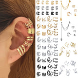 12PC Creative Leaves Clip Earrings for Women Men No Piercing Ear Cuff Set