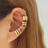 12PC Creative Leaves Clip Earrings for Women Men No Piercing Ear Cuff Set