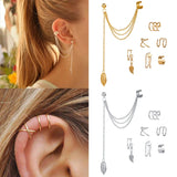 12PC Creative Leaves Clip Earrings for Women Men No Piercing Ear Cuff Set