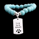 12PC Dog Tag Paw Prints Live Love Adopt Bracelet Pet Rescue Jewelry