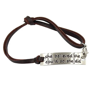 Inspirational Leather Bracelet She Believed She Could So She Did