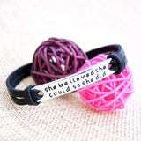 Inspirational Leather Rope Bracelet She Believed She Could So She Did