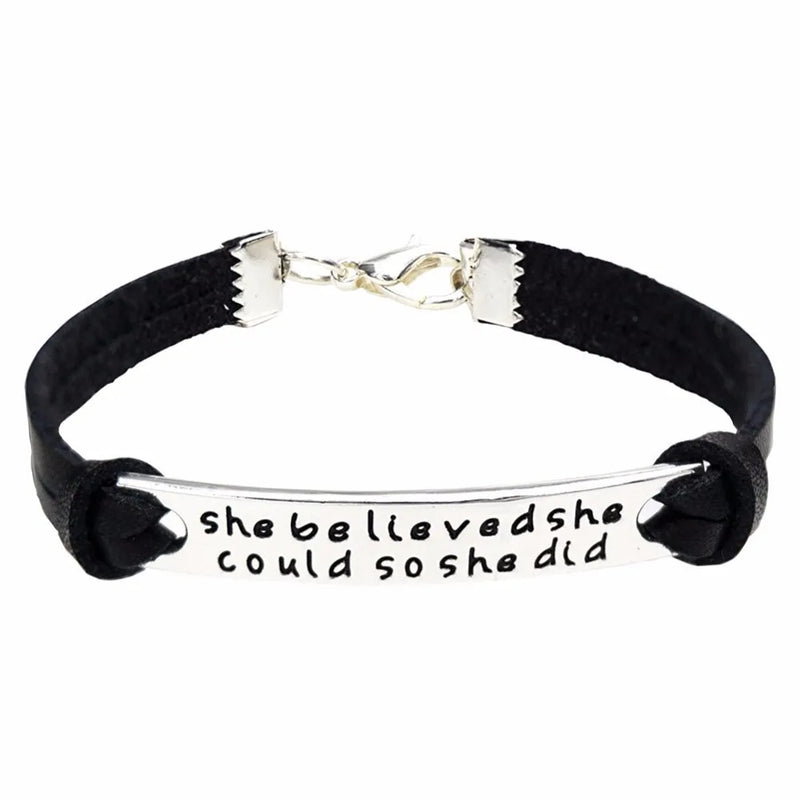 Inspirational Leather Rope Bracelet She Believed She Could So She Did