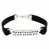 Inspirational Leather Rope Bracelet She Believed She Could So She Did