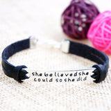 Inspirational Leather Rope Bracelet She Believed She Could So She Did