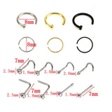 12PCS/14PCS/20PCS/21PCS Rhinestone Nose Studs Ring Hoop