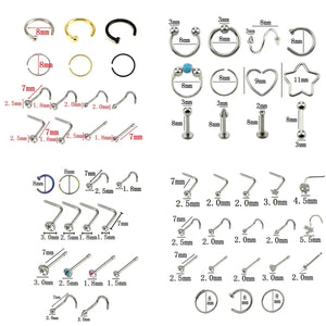 12PCS/14PCS/20PCS/21PCS Rhinestone Nose Studs Ring Hoop