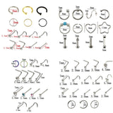 12PCS/14PCS/20PCS/21PCS Rhinestone Nose Studs Ring Hoop