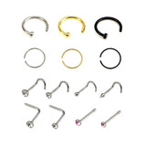 12PCS/14PCS/20PCS/21PCS Rhinestone Nose Studs Ring Hoop