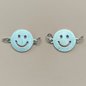 12PCS 15-25mm Smiling Face Charm For Jewelry Titanium Steel Laugh Face Pendant