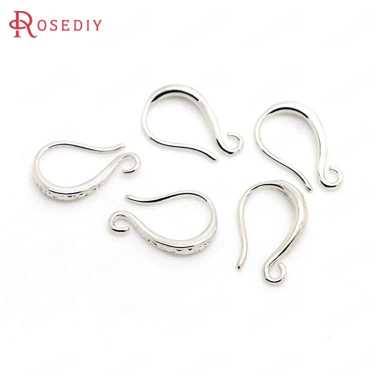 12PCS 9x15MM Matte Silver Brass Earrings Hooks Jewelry Earrings Making