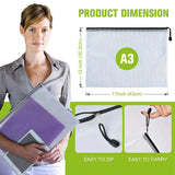 12PCS A3 Zipper Bag Plastic Wallet Mesh File Bag Zipper Wallet