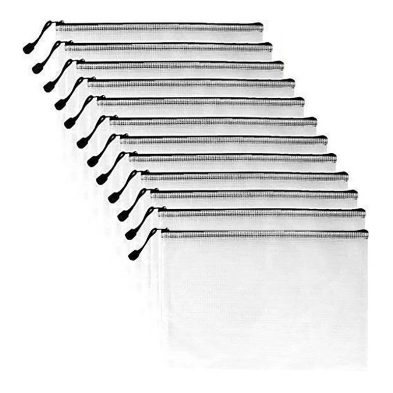 12PCS A3 Zipper Bag Plastic Wallet Mesh File Bag Zipper Wallet