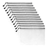 12PCS A3 Zipper Bag Plastic Wallet Mesh File Bag Zipper Wallet