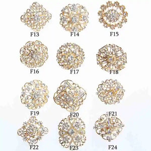 12PCS Clear Crystal Rhinestones Brooches Plated for Wedding Bouquet Kits