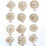 12PCS Clear Crystal Rhinestones Brooches Plated for Wedding Bouquet Kits
