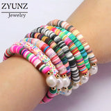 Colorful Polymer Clay Beads Bracelet, Nature Pearl Bracelet