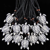 12PCS Hawaiian Surfing Turtles Pendants Wood Beads Necklace