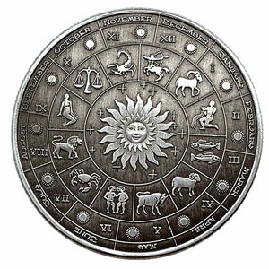 12PCS Zodiac Coin Challenge Silver Plated Set Art Collection Gift