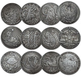 12PCS Zodiac Coin Challenge Silver Plated Set Art Collection Gift