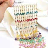 12PCS Evil Eye Enamel Bead Bracelet Men Women 7 Colors Chain Jewelry