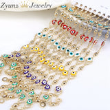 12PCS Evil Eye Enamel Bead Bracelet Men Women 7 Colors Chain Jewelry
