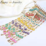 12PCS Evil Eye Enamel Bead Bracelet Men Women 7 Colors Chain Jewelry